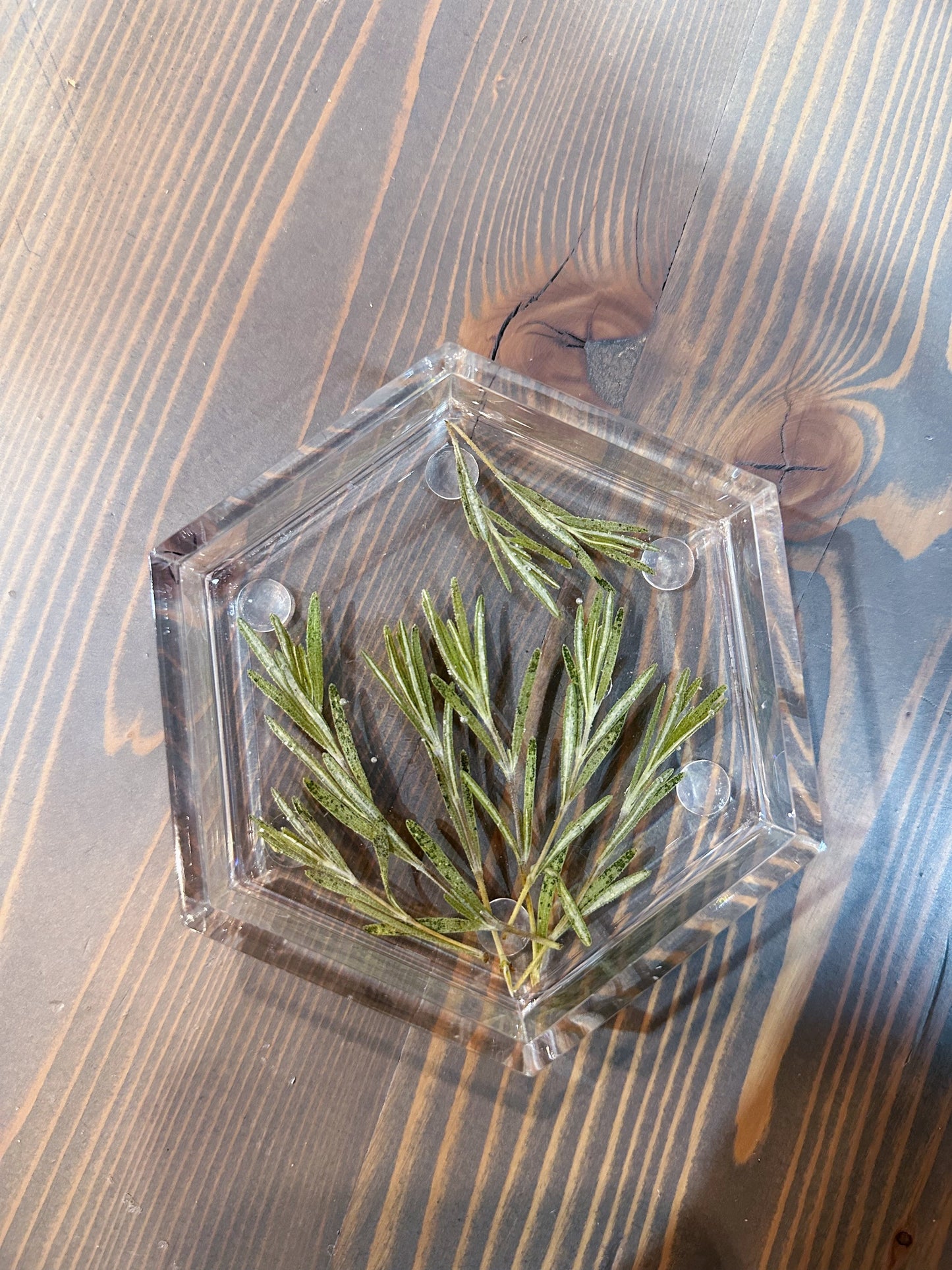 Pressed Flower Hexagon Ring Dishes