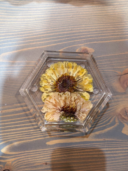 Pressed Flower Hexagon Ring Dishes